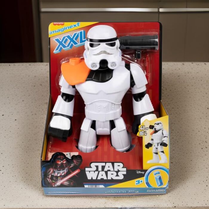 Imaginext STAR WARS Stormtrooper XXL Figure – Mainan 16+ Inci yang Bisa Digerakkan dengan Peluncur