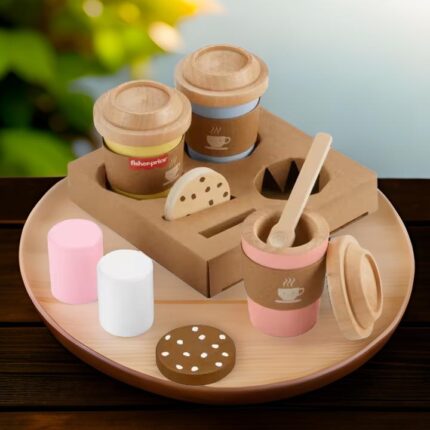 Wooden Coffee To Go Set, 15-Piece Café Shop Playset Tersedia di Perang88